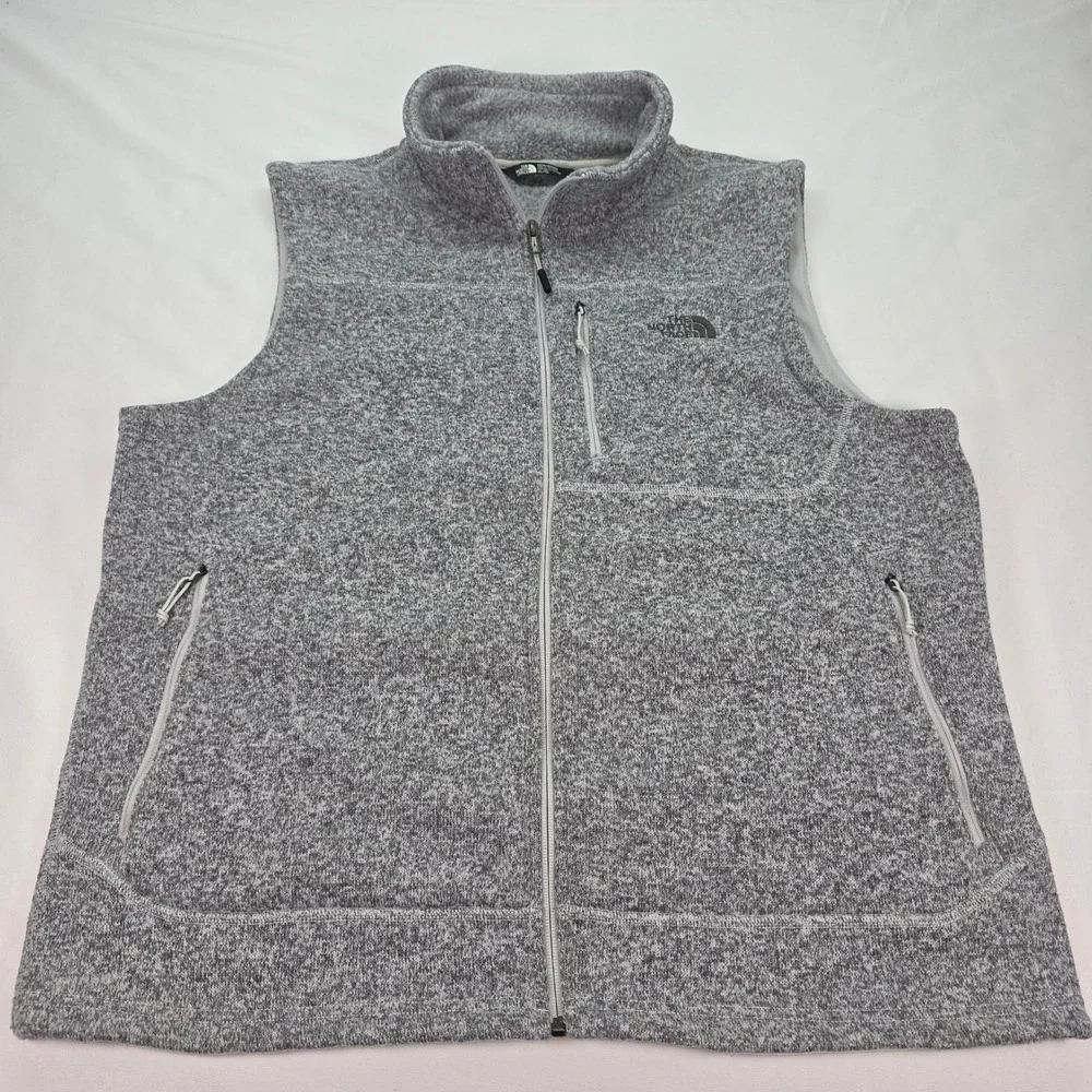 The North Face Gordon Lyons Fleece Vest Mens XL Gray Heather Full Zip Sweater